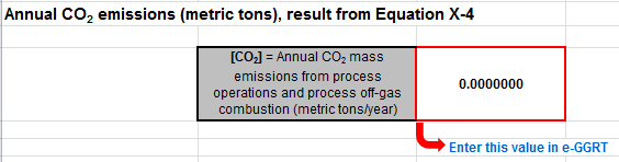 X-4 Calculation Spreadsheet Result to use in e-GGRT